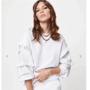 Rebecca Minkoff Evelyn Ruffle Sweatshirt White M